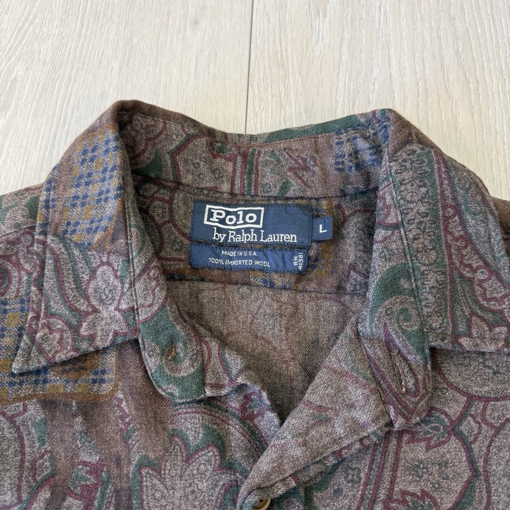 Vintage Polo Ralph Lauren Equestrian Wool Shirt Cowboy Western Horse L Large